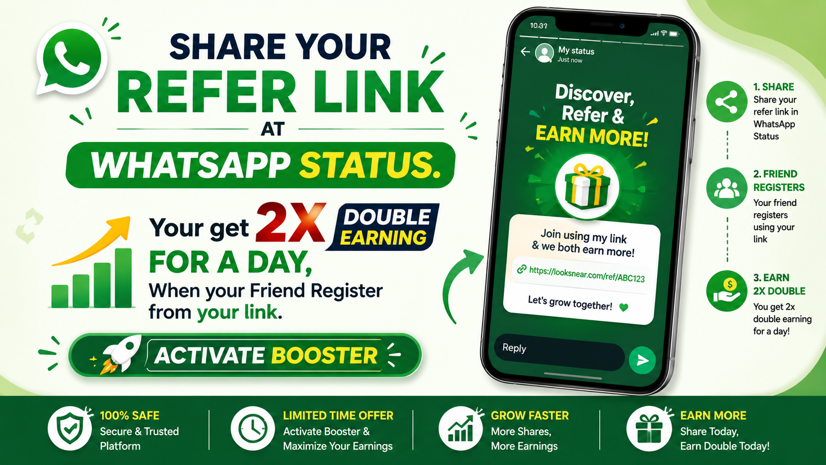 share refer code at whatsapp status